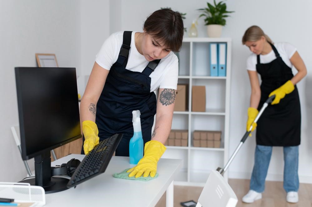Image illustrating commercial cleaning workers in New York